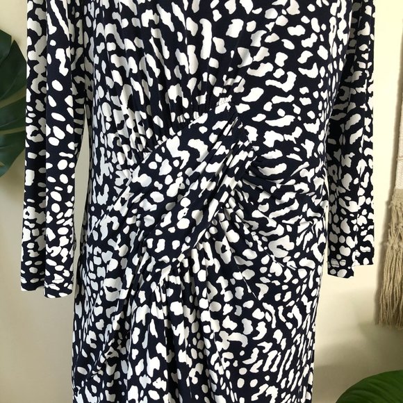 Adriana Papell | Navy & White Leopard Print Sz. 14 - Picture 5 of 14